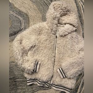 AEROPOSTALE Faux Fur Bomber Hoodie Zip Jacket